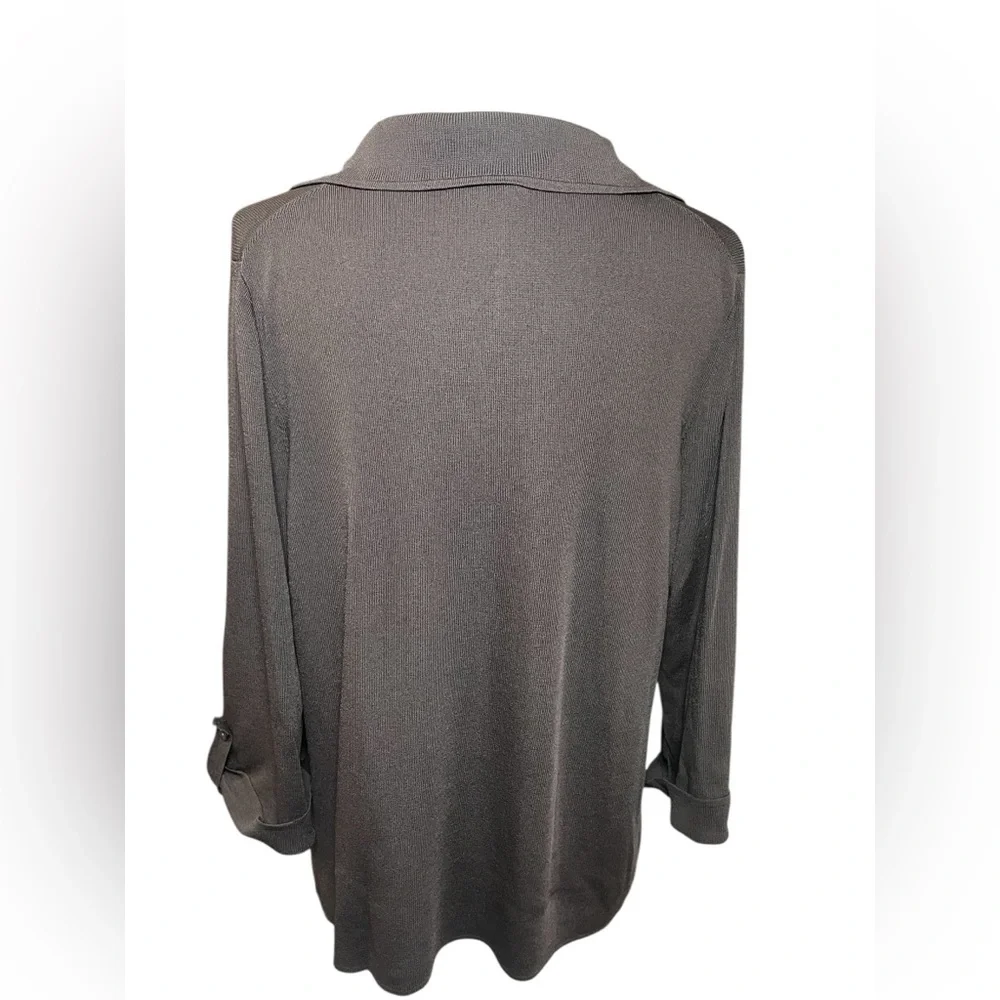 Cable & Gauge Double Breasted Knit Cardigan Chocolate Brown Size 1X - Picture 4 of 6